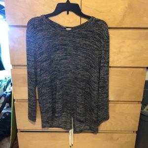 Grey lace up sweater